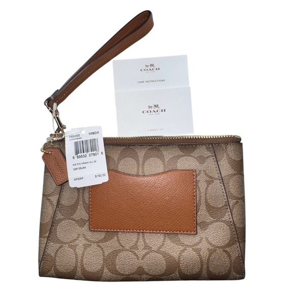 Coach NWT Vintage Wristlet IM/Khaki/Saddle Brown Sig PVC Mrgan Clu 20 - Picture 5 of 8